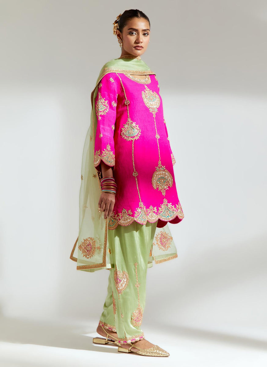 Fuchsia Pink Gota Marorri Kurta Set – NidhiTholia