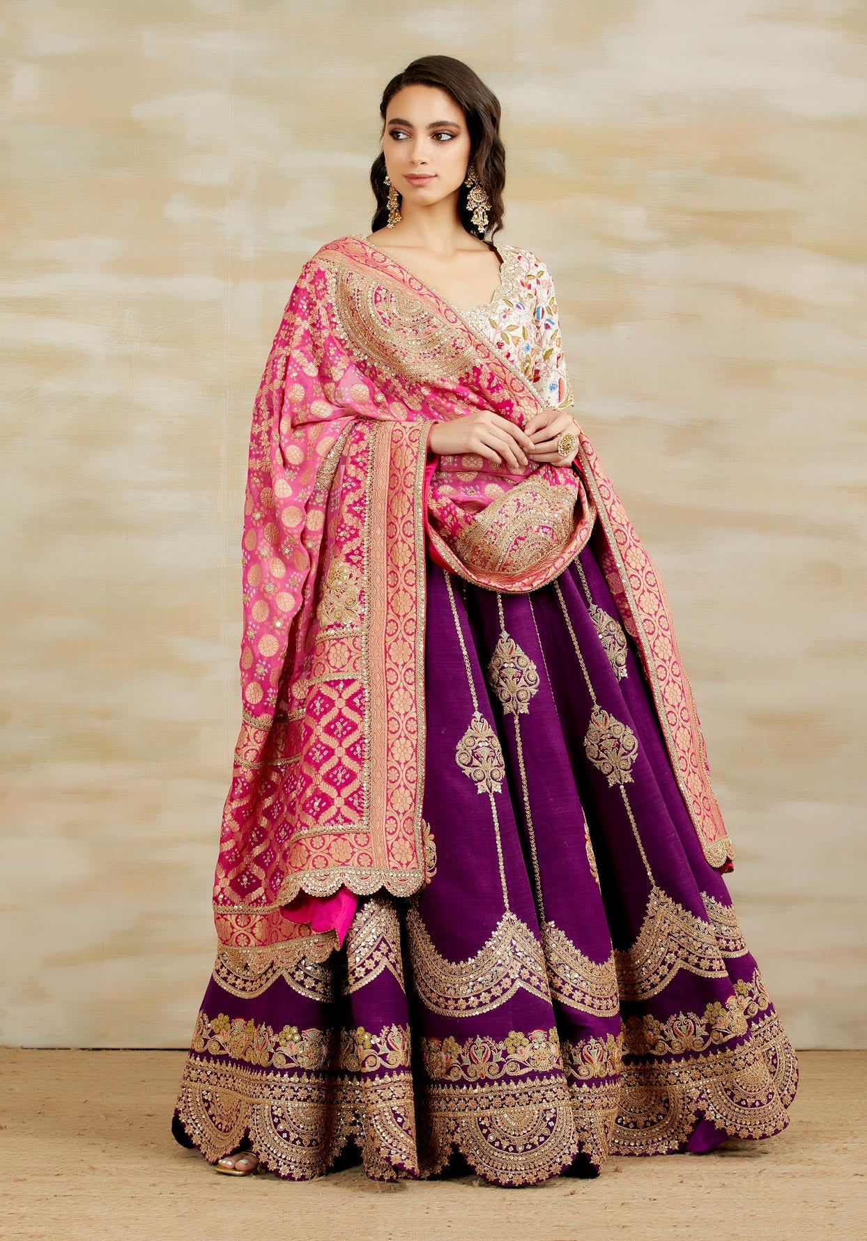 Onion Pink and Purple Embroidered Lehenga Set (Set of 3) | Indian bridal  wear, Bridal wear, Lehenga